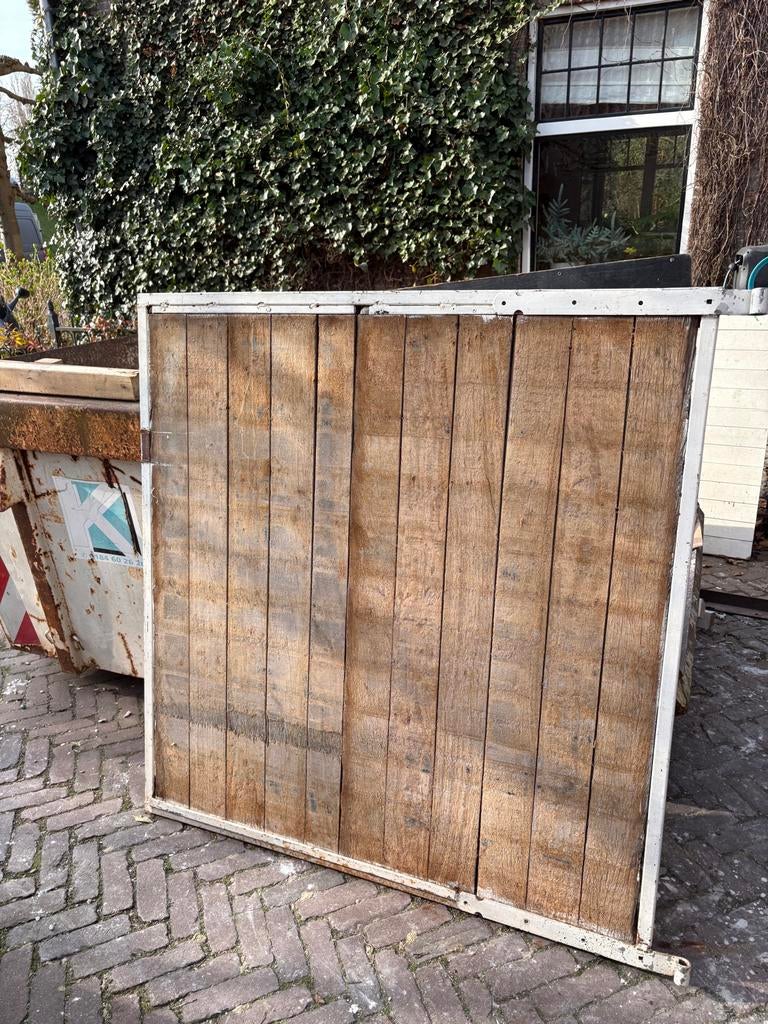 Oude zware stalpoort / weidepoort hout staal, Ophalen, Met poort, Gebruikt, Overige typen