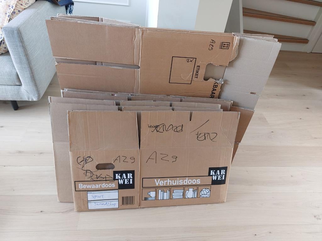 Verhuisdozen gratis afhalen, Doe-het-zelf en Verbouw, Kratten en Dozen, Ophalen, Doos, 40 tot 60 cm, Opvouwbaar