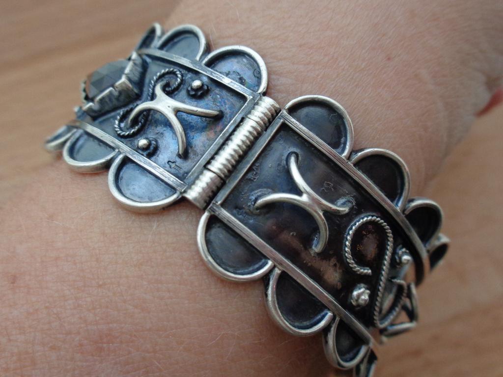 zilveren royale armband met granaat stenen [703], Verzenden, Zo goed als nieuw, Met edelsteen, Zilver