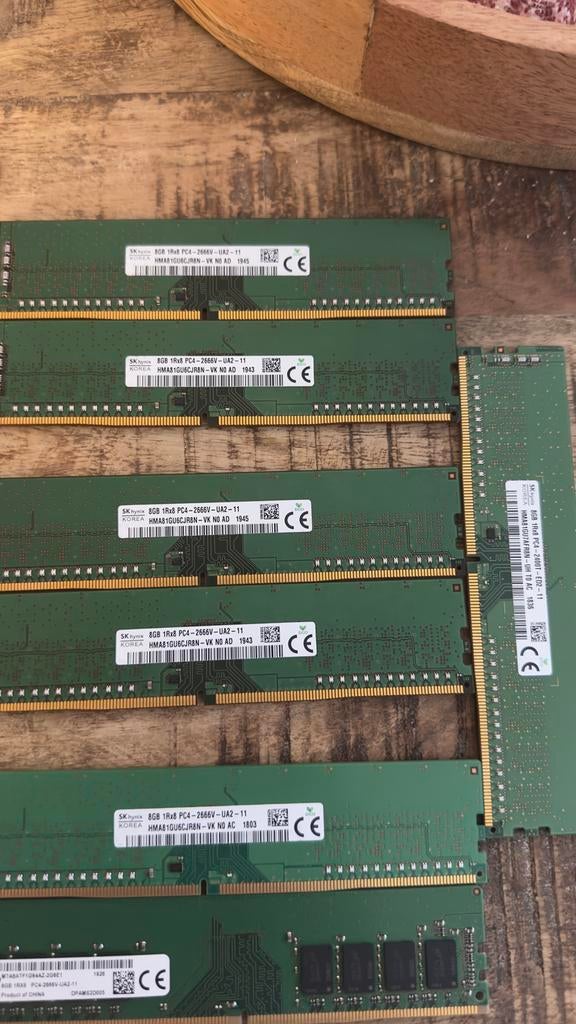DDR4 RAM 8GB 2666 MHz (SK hynix) - 6 stuks + 1x 2400 MHz, Computers en Software, RAM geheugen, Gebruikt, DDR4, 8 GB, Ophalen of Verzenden