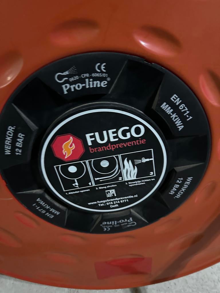 Vintage Fuego Brandslanghaspel - Industriële Decoratie, Ophalen, Gebruikt, Metaal, Rood
