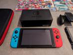 Nintendo Switch + 4 Games, met Draagtas, Met 2 controllers, Ophalen of Verzenden, Switch Original, Gebruikt