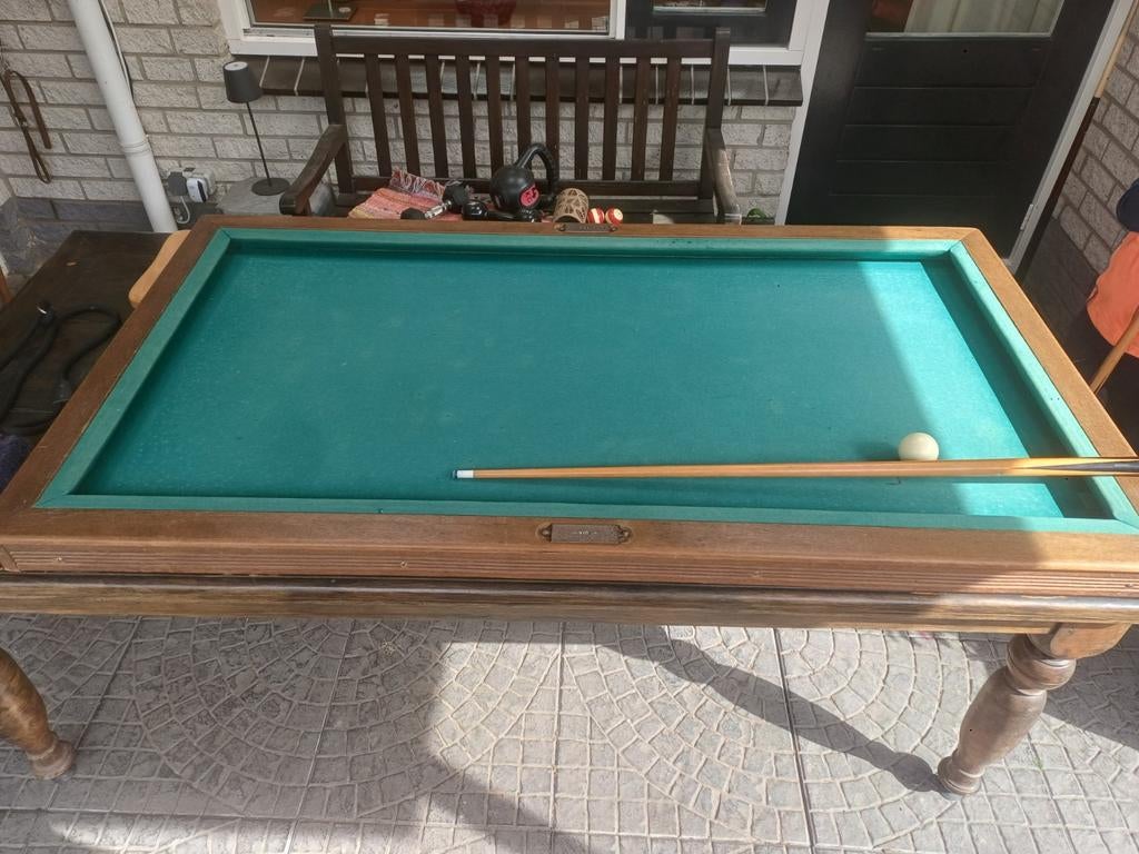 Vintage Biljarttafel met Keu - Perfect voor Thuis, Ophalen of Verzenden, Gebruikt, Biljarttafel