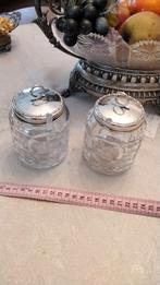 Kristal met zilver voorraad potjes., Ophalen of Verzenden