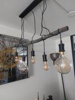 Eettafel lamp met houten balk en 5 lichtpunten, Ophalen