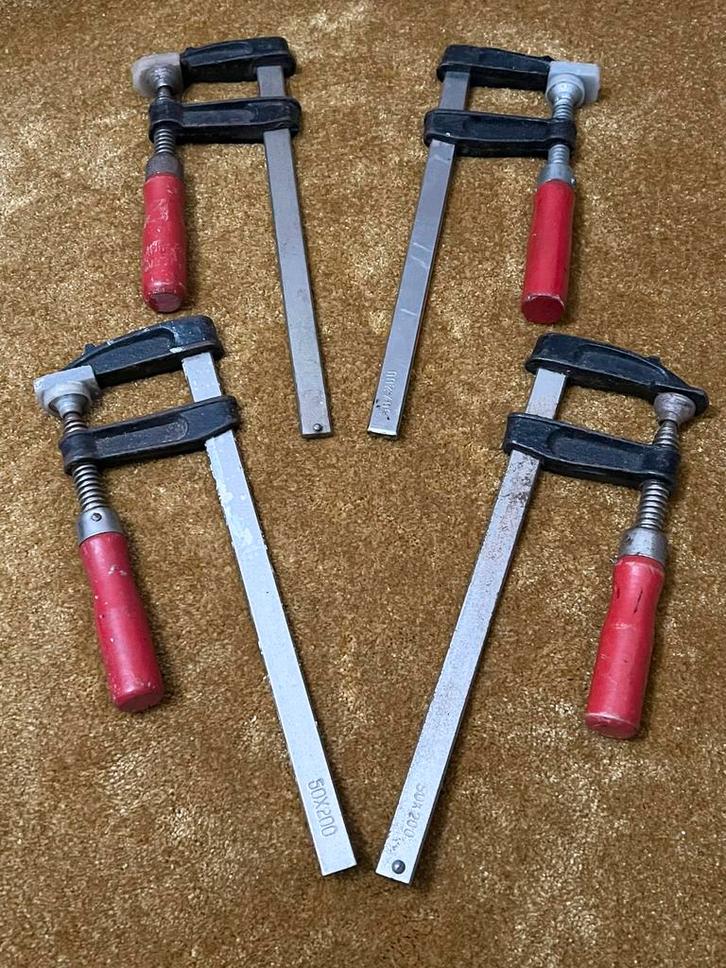 Set van 4 lijmklemmen - 50x200 mm, Doe-het-zelf en Verbouw, Gereedschap | Handgereedschap, Gebruikt, Ophalen of Verzenden