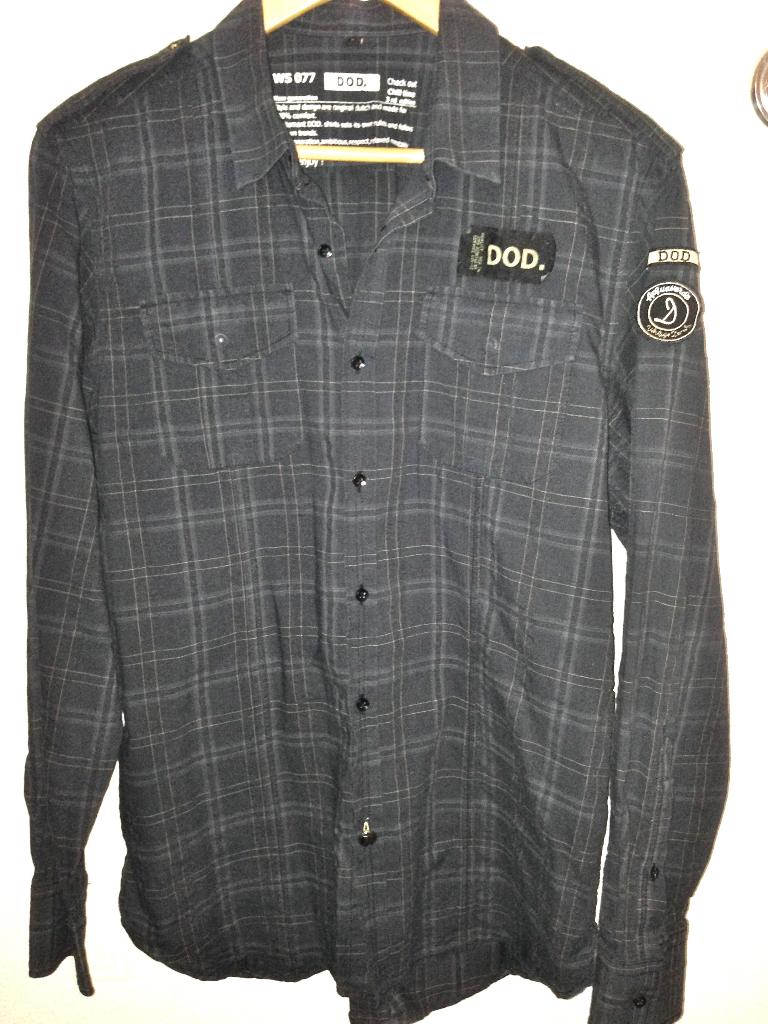 DOD blauw zwart geruit overhemd medium, Blauw, Zo goed als nieuw, DOD, Halswijdte 39/40 (M)
