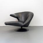 1x Leolux Parabolica Fauteuil Links Zwart Leer - Zwart Frame, Huis en Inrichting, Fauteuils, Niet ingevuld, 125 tot 150 cm, Niet ingevuld