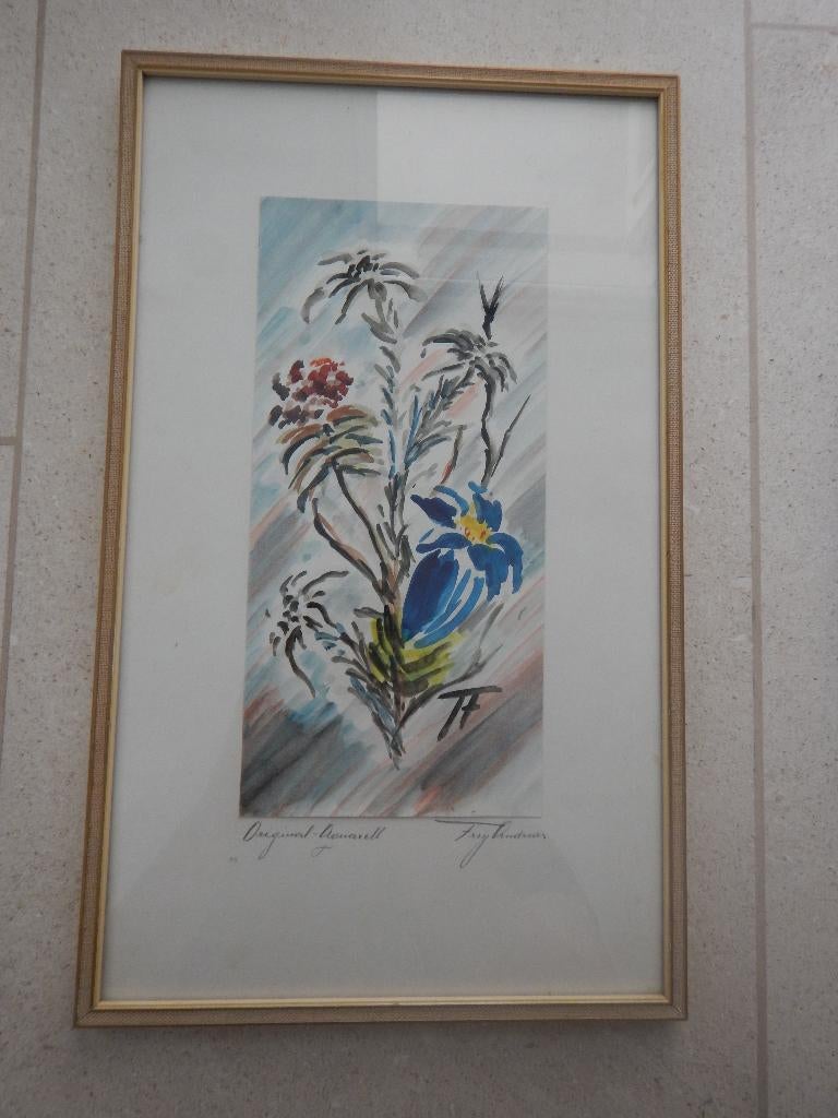 Aquarel met Bloemen boeket, Antiek en Kunst, Kunst | Schilderijen | Klassiek, Ophalen of Verzenden