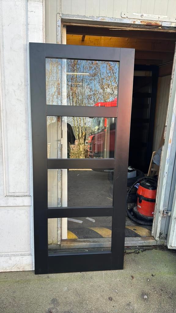 Verschillende Opdek paneeldeur met blank glas, Doe-het-zelf en Verbouw, Deuren en Horren, Ophalen, 80 tot 100 cm, Binnendeur, Nieuw