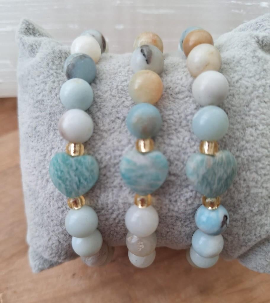Amazoniet armband met hartje van Amazoniet, Sieraden, Tassen en Uiterlijk, Edelstenen, Ophalen of Verzenden, Nieuw