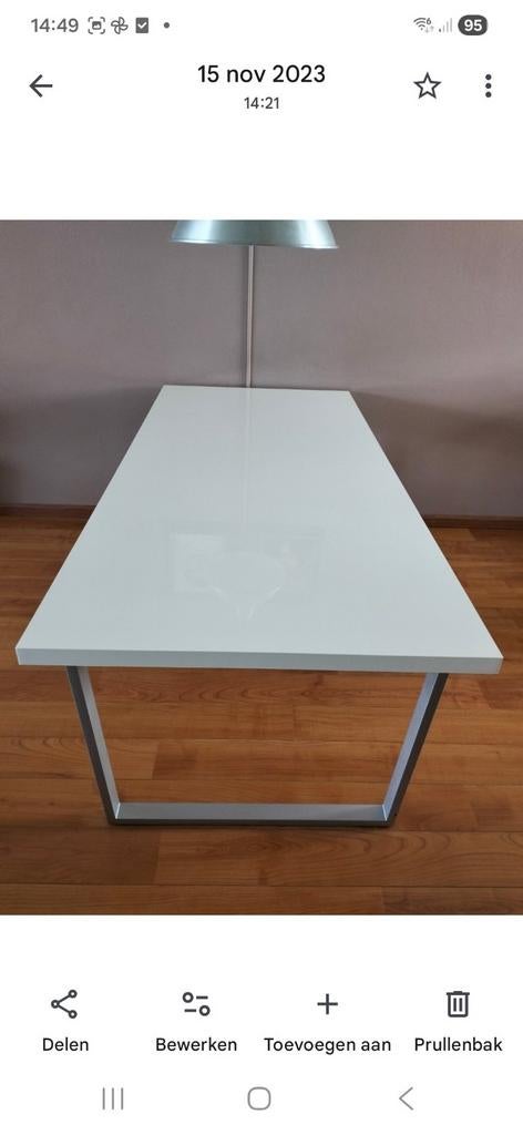 Mooie hoogglans witte eettafel., Huis en Inrichting, Ophalen, Zo goed als nieuw, 75 cm of meer, 60 cm of meer