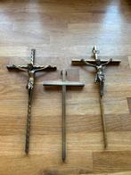 Drie messing vintage kruisbeelden, Ophalen of Verzenden