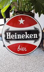 Pracht vintage emaille Heineken bier reclamebord🍺, Reclamebord, Gebruikt, ., Ophalen of Verzenden