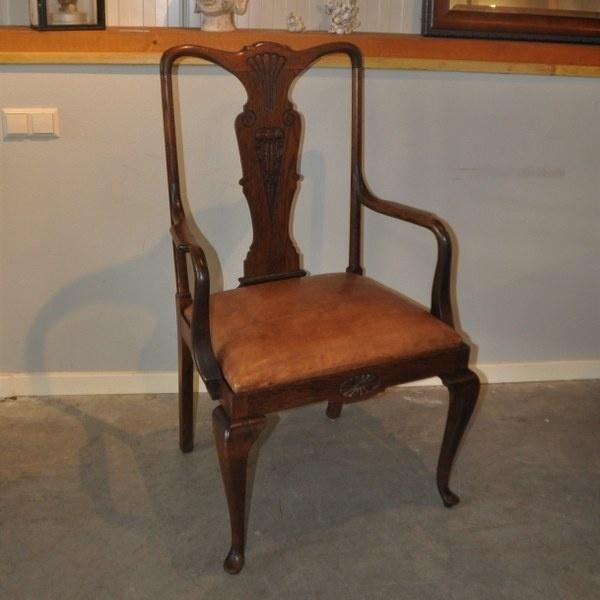 Art nouveau schapenleren enkele stoel, Antiek en Kunst, Antiek | Meubels | Stoelen en Banken, Ophalen of Verzenden