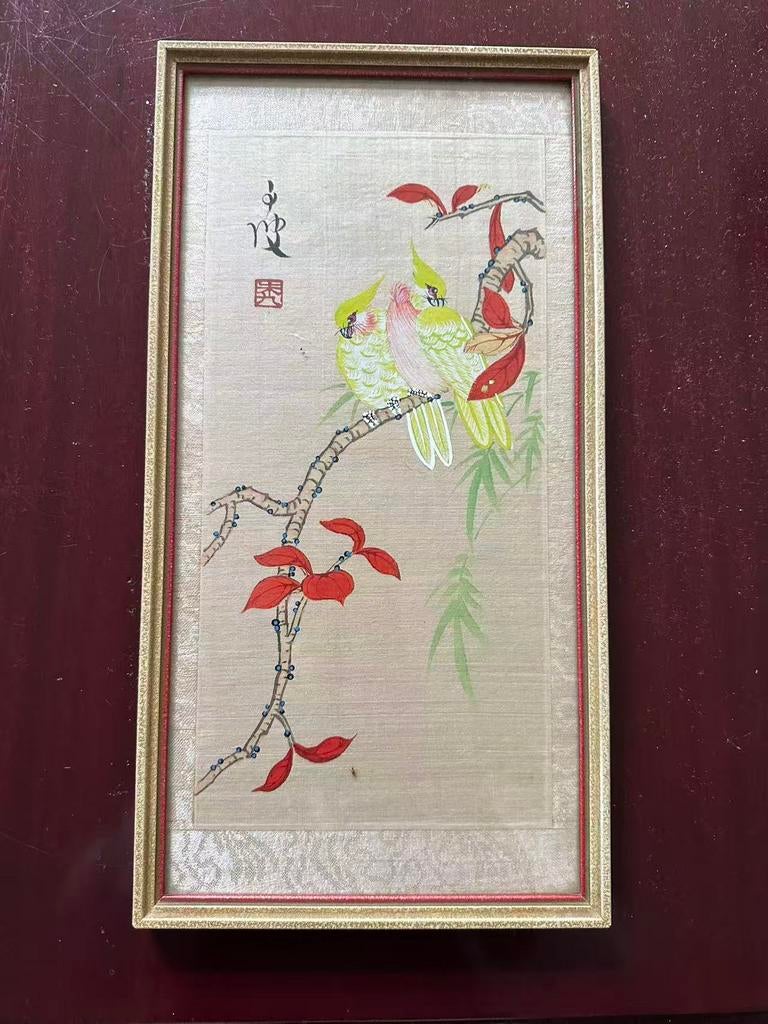 Chinese schilderij met glazen behuizing, Ophalen of Verzenden