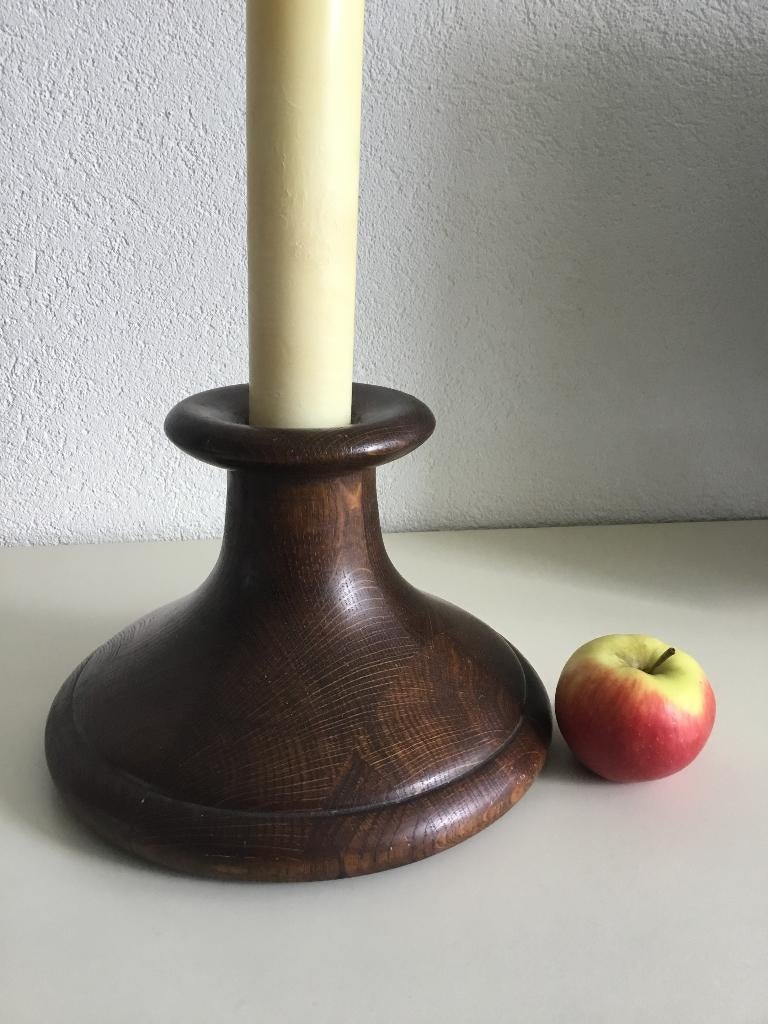 xl kandelaar hout 24,5 x 16 cm xl kaars 45,5 x 4,5 cm, Ophalen of Verzenden, Overige materialen