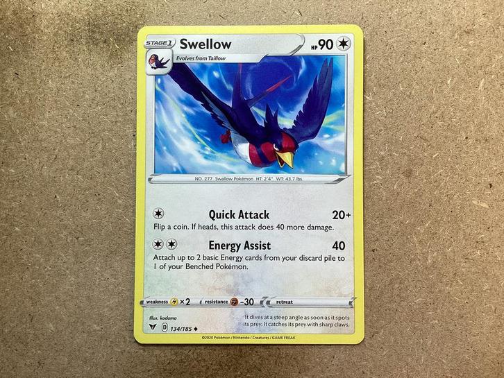 1x Swellow [VIV 134/185] (Excellent), Hobby en Vrije tijd, Verzamelkaartspellen | Pokémon, Zo goed als nieuw, Losse kaart, Ophalen of Verzenden