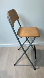 Hoge barkruk inklapbaar rugleuning voetensteun hout / metaal, Huis en Inrichting, Barkrukken, 1 kruk, Ophalen, Hout, 60 tot 90 cm