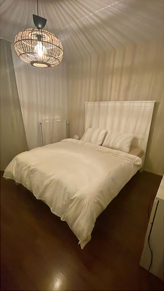 Ikea 2-persoonsbed 160x200 cm wit geverfd, Gebruikt, Wit, Tweepersoons, Ophalen of Verzenden