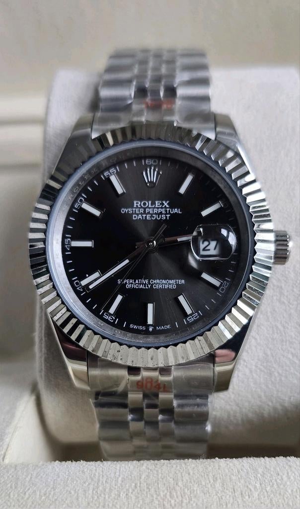 Rolex Datejust rhodium automatisch heren horloge, Ophalen, Staal, Polshorloge, Nieuw