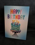 Dubbele wenskaart Happy birthday verjaardagstaart kaart, Ophalen of Verzenden, Nieuw