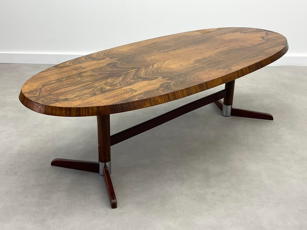 Vintage design palissander salontafel, Ophalen, 100 tot 150 cm, 50 tot 100 cm, Zo goed als nieuw