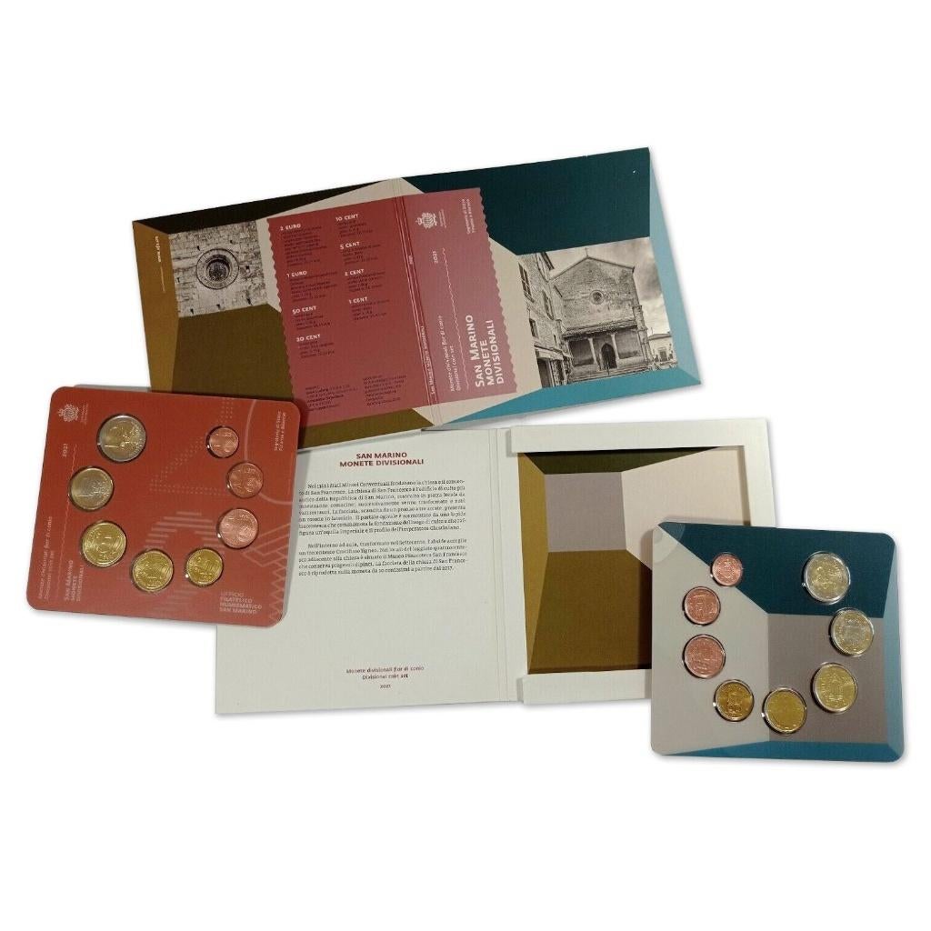 BU set San Marino 2021 Blister - 1 cent tm 2 euro, Ophalen of Verzenden, San Marino, Overige waardes, Setje