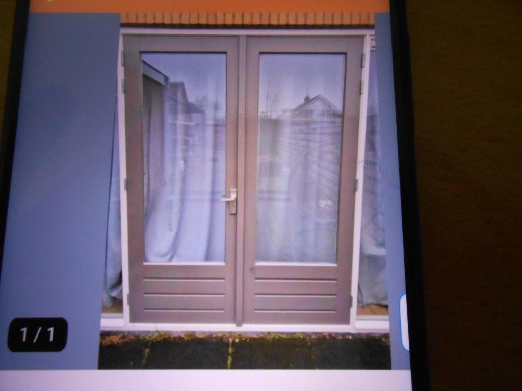 Hardhouten openslaande deuren, Deurkozijn, Zo goed als nieuw, Inclusief glas, 225 cm of meer