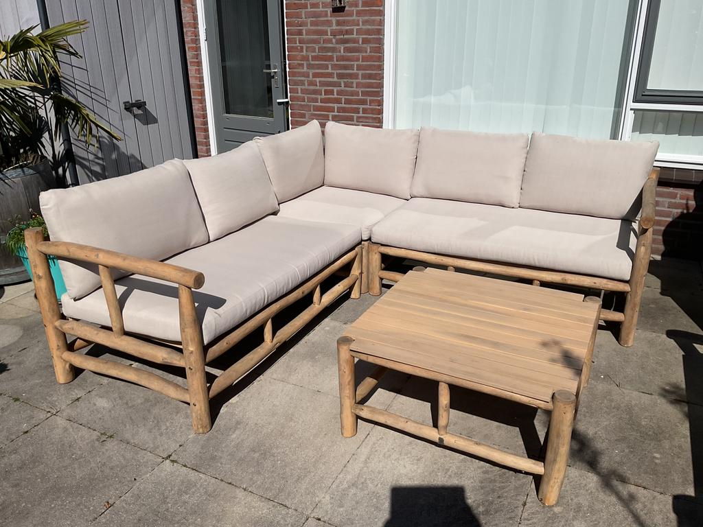 Loungeset, acaciahout, Tuin en Terras, Tuinsets en Loungesets, Ophalen, Gebruikt, Loungeset