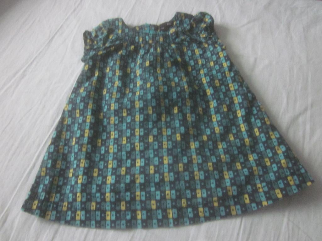 Nieuw jurkje korte mouw blauwtinten/zachtgeel JBC maat 68, Kinderen en Baby's, Babykleding | Maat 68, Meisje, Jurkje of Rokje