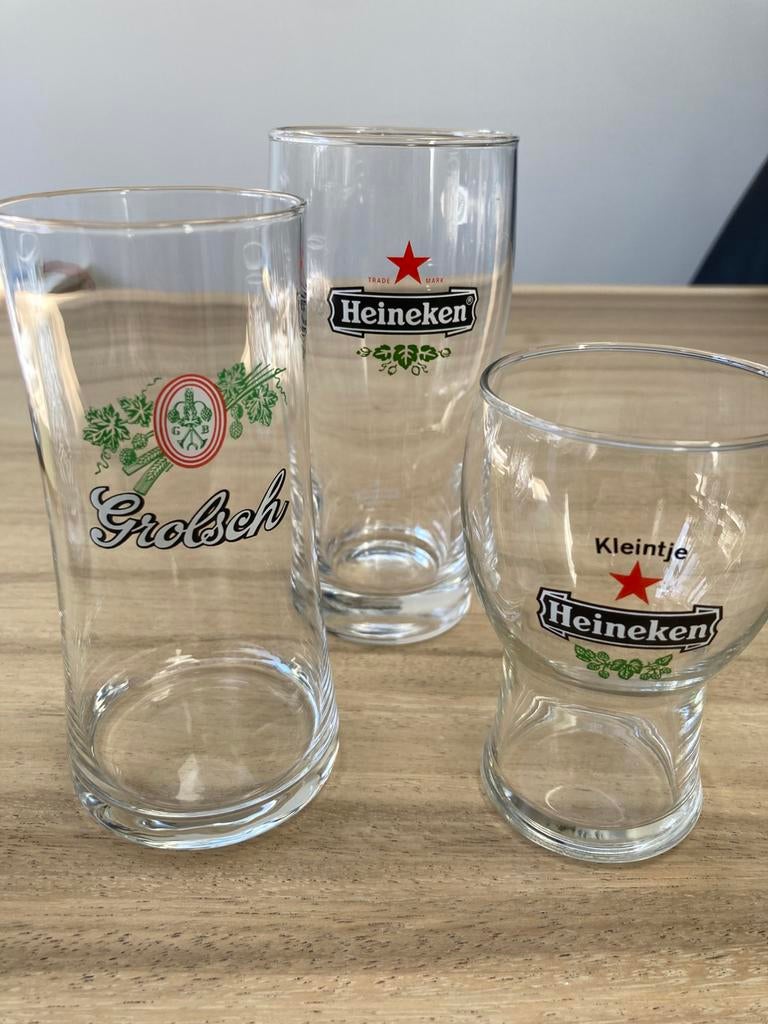 Bierglazen:  Heineken en Grolsch, Verzamelen, Ophalen, Zo goed als nieuw, Glas of Glazen, Heineken
