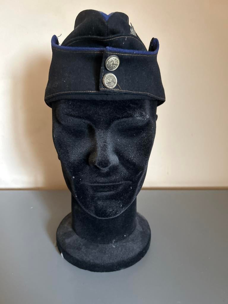Vintage Rijkspolitie Nederland/Veldmuts met Knoppen, Ophalen of Verzenden, Marine, Overige gebieden, Helm of Baret