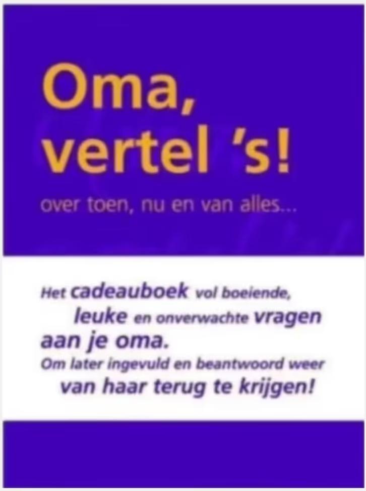 Oma, vertel 's! Over toen, nu en van alles (Invulboek), Ophalen of Verzenden, Zo goed als nieuw
