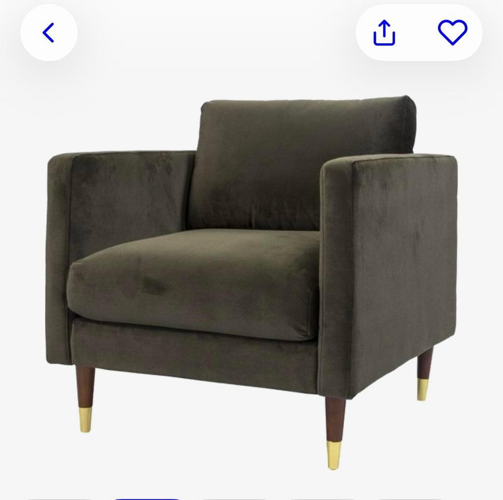 Eicholtz Richmond style  Fauteuil donkergroen velvet, Ophalen, Eenpersoons, 75 tot 100 cm, Zo goed als nieuw