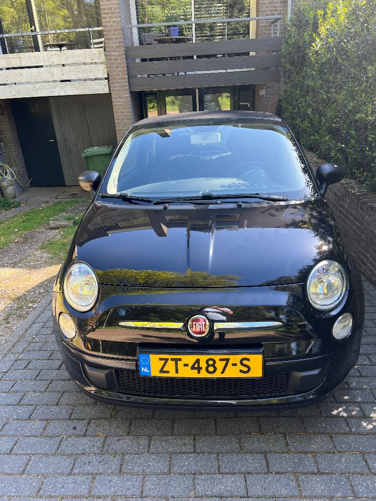 Fiat 500 1.2 C 2013 Zwart, Auto's, Stof, 4 cilinders, Cabriolet, Zwart