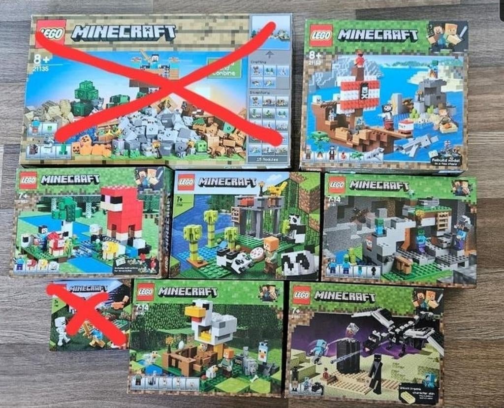 6 Lego Minecraft sets - Compleet met dozen en boekjes, Kinderen en Baby's, Speelgoed | Duplo en Lego, Ophalen, Zo goed als nieuw