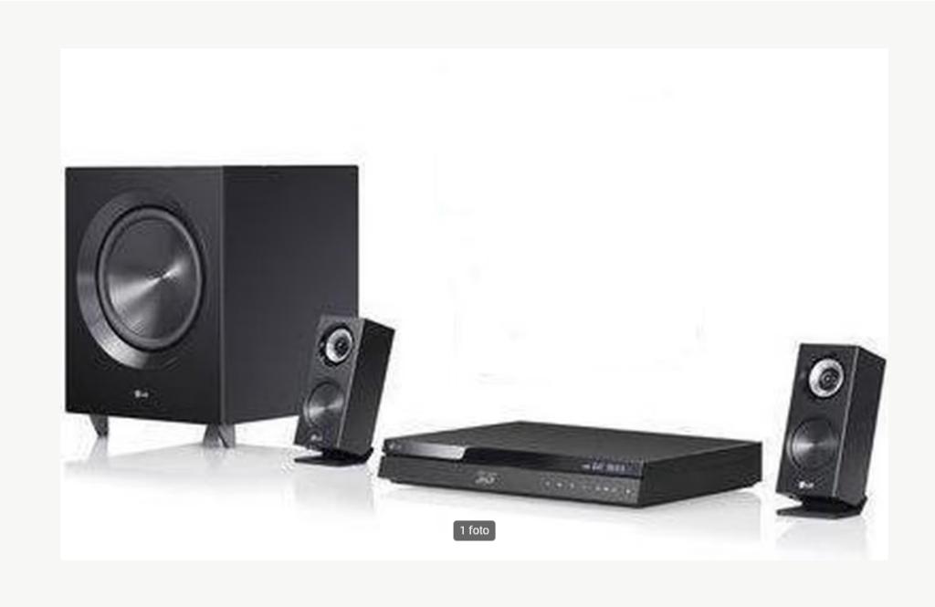 LG Home Cinema set met boxen en DVD en Blurays, 2.1-systeem, Blu-ray-speler, 70 watt of meer, Zo goed als nieuw