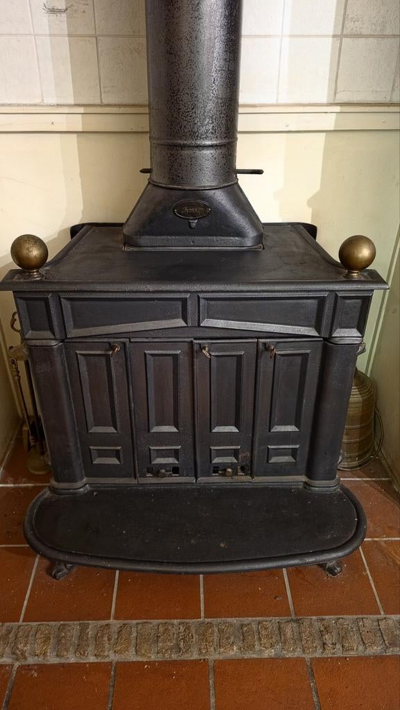 Antieke Franklin Houtkachel - Vrijstaand, Ophalen, Gebruikt, Houtkachel, Vrijstaand