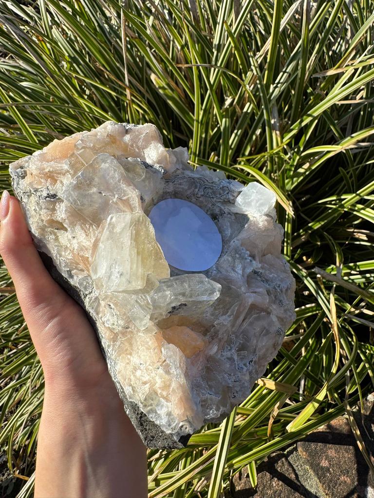 Unieke Apophylliet + Stilbite Kaarsenhouder 2,2 kg, Ophalen of Verzenden, Mineraal
