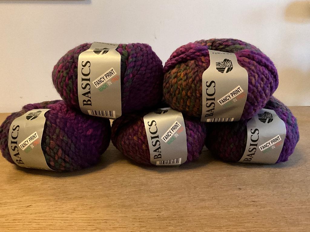 5 bollen Lana Grossa Basics Fancy print, kleur 305, Ophalen of Verzenden, Nieuw, Breien of Haken, Wol of Garen