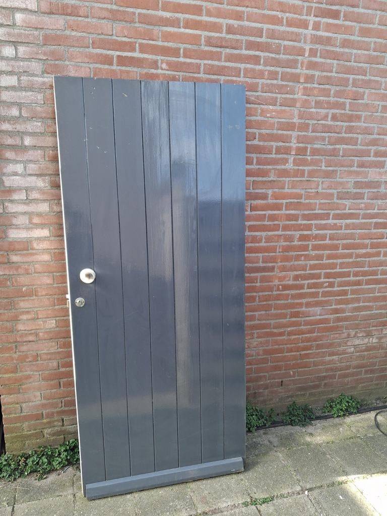 Harhouten masieve dichte voordeur 93x211hoog zeer goed, Ophalen, 80 tot 100 cm, Buitendeur, 200 tot 215 cm