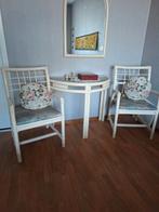 Kaptafelset bamboe-look crèmekleurig met stoelen en spiegel, Ophalen