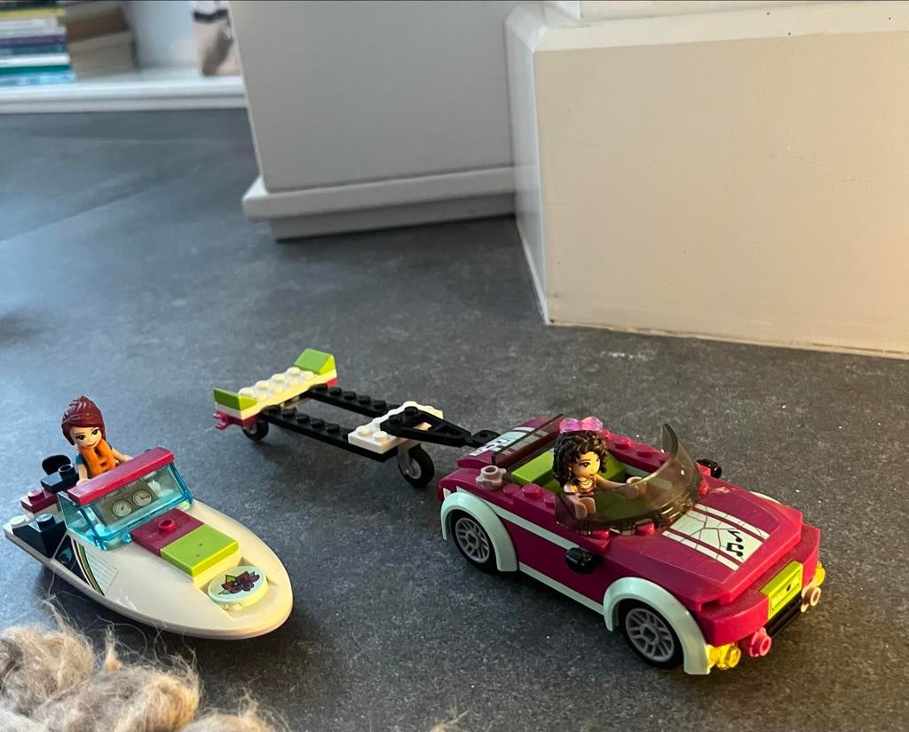 Lego Friends auto met aanhangwagen en boot, Gebruikt, Lego, Friends, Ophalen of Verzenden