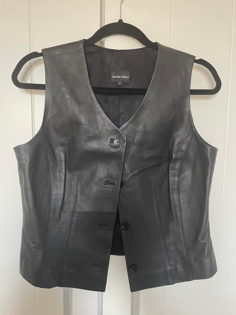 Leren vest, Ophalen of Verzenden, Zo goed als nieuw, Maat 36 (S), Zwart