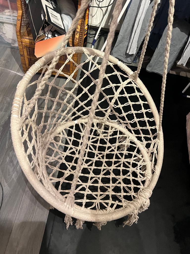 Macrame hippie bohemian ronde boho hangstoel hangende stoel, Opvouwbaar, Gebruikt, Ophalen of Verzenden, Eenpersoons