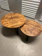 Mango Houten Salon Tafeltjes - Set van 2, Ophalen, Gebruikt, Rond, Minder dan 50 cm