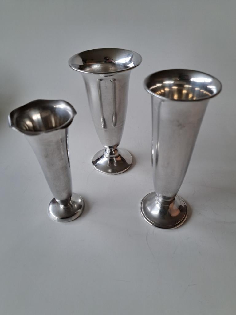 Diverse verzilverde bloemenvaasjes, Antiek en Kunst, Ophalen of Verzenden