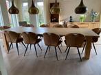Massief eiken eettafel 330 cm + 10 luxe stoelen, Huis en Inrichting, Ophalen, Zo goed als nieuw, 8 stoelen of meer