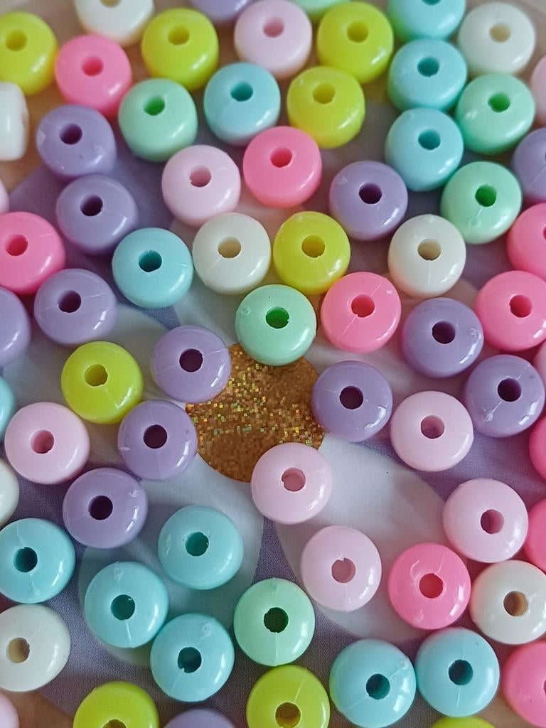 E44/ ca. 100 stuks acryl kralen rondel 7x5mm gemixt, Hobby en Vrije tijd, Ophalen of Verzenden, Nieuw, Kraal